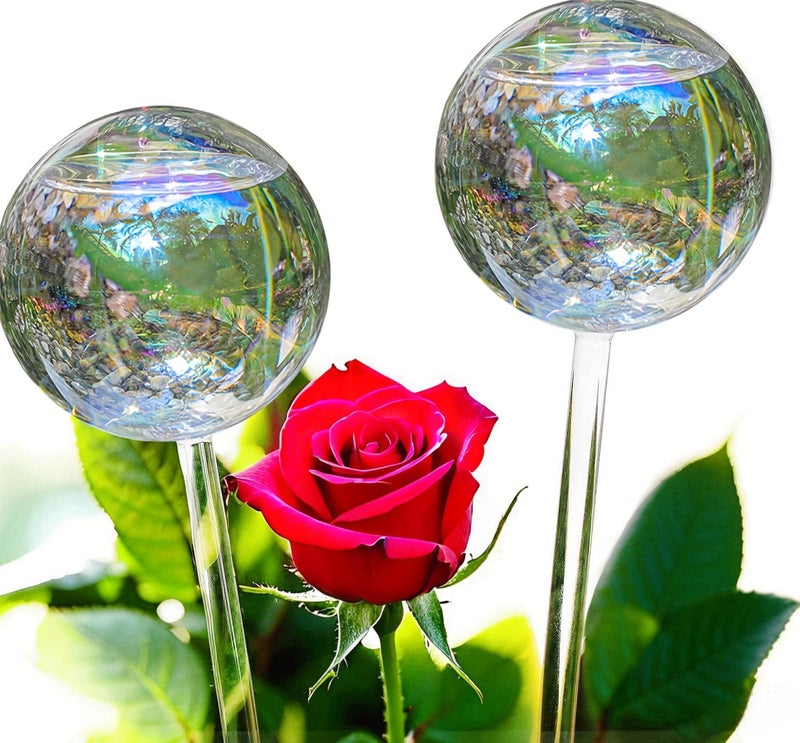 ZHIGUO 13 oz Up 2 Weeks Extra Large Watering Globes, Light Iridescent Plant Watering Globes, Water Globes for Indoor Plants, Watering Globe, 2 Pack - Image 1